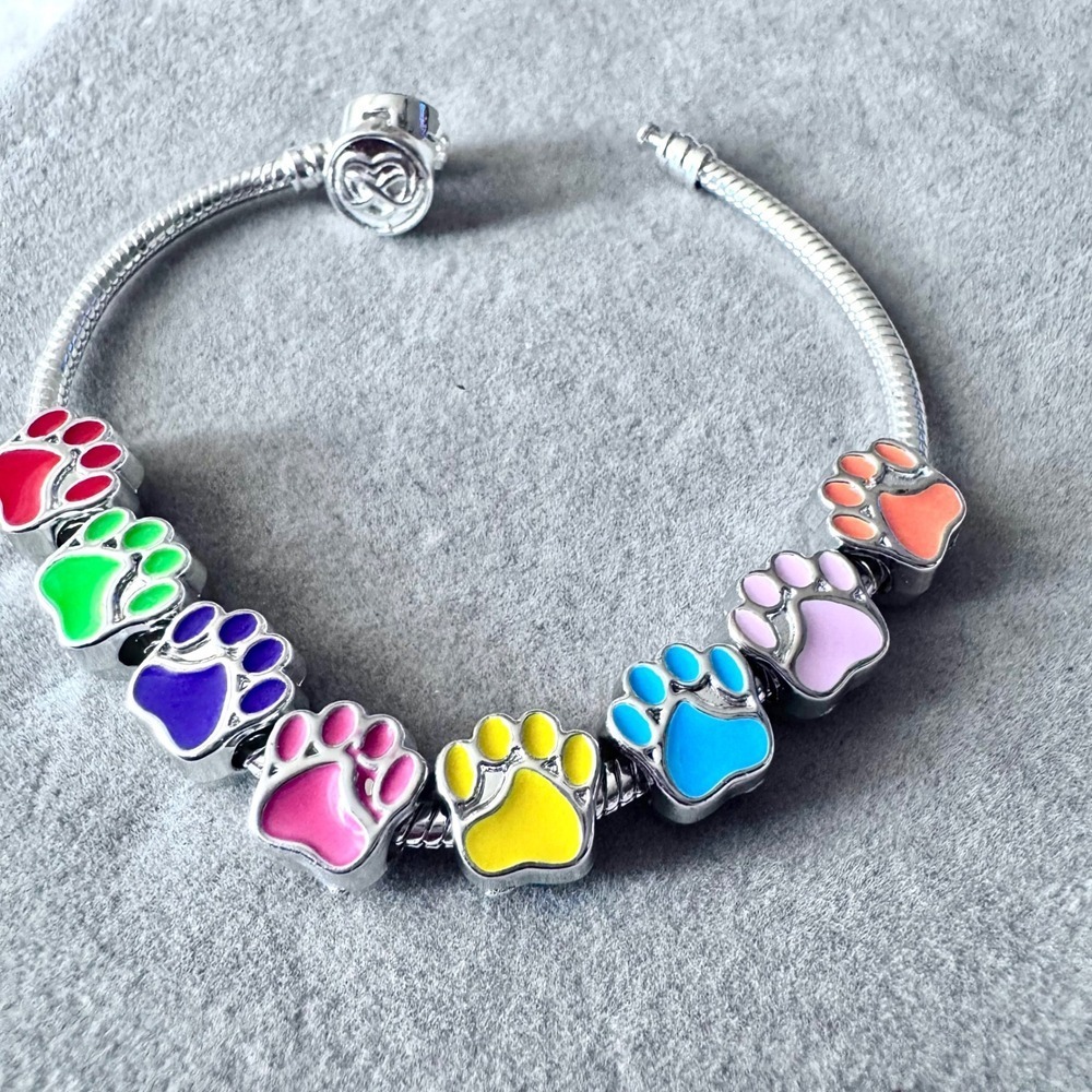 Rainbow Puppy Paw Charm BUNDLE fits PANDORA
